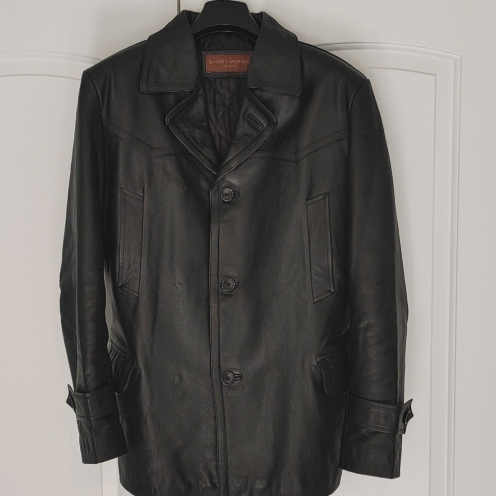 Leather quilt lined coat